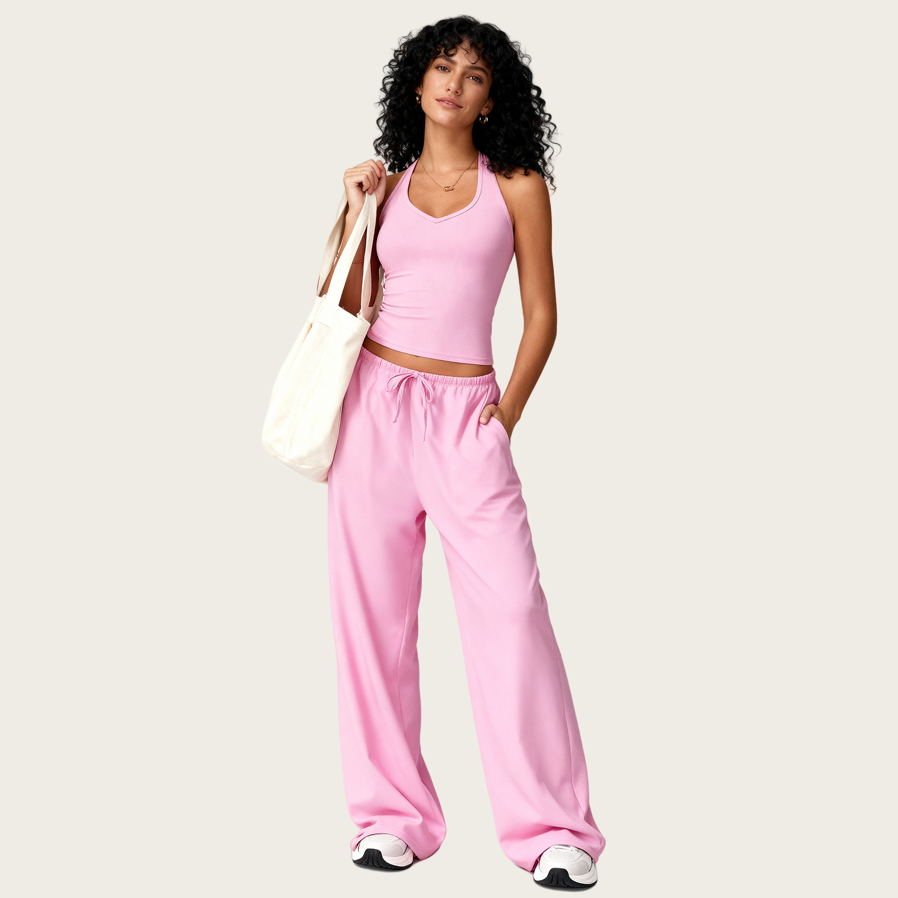 New cross-border vest, flared pants, yoga set, quick-drying beauty back halter, sports set, casual running and fitness wear Specification drawing