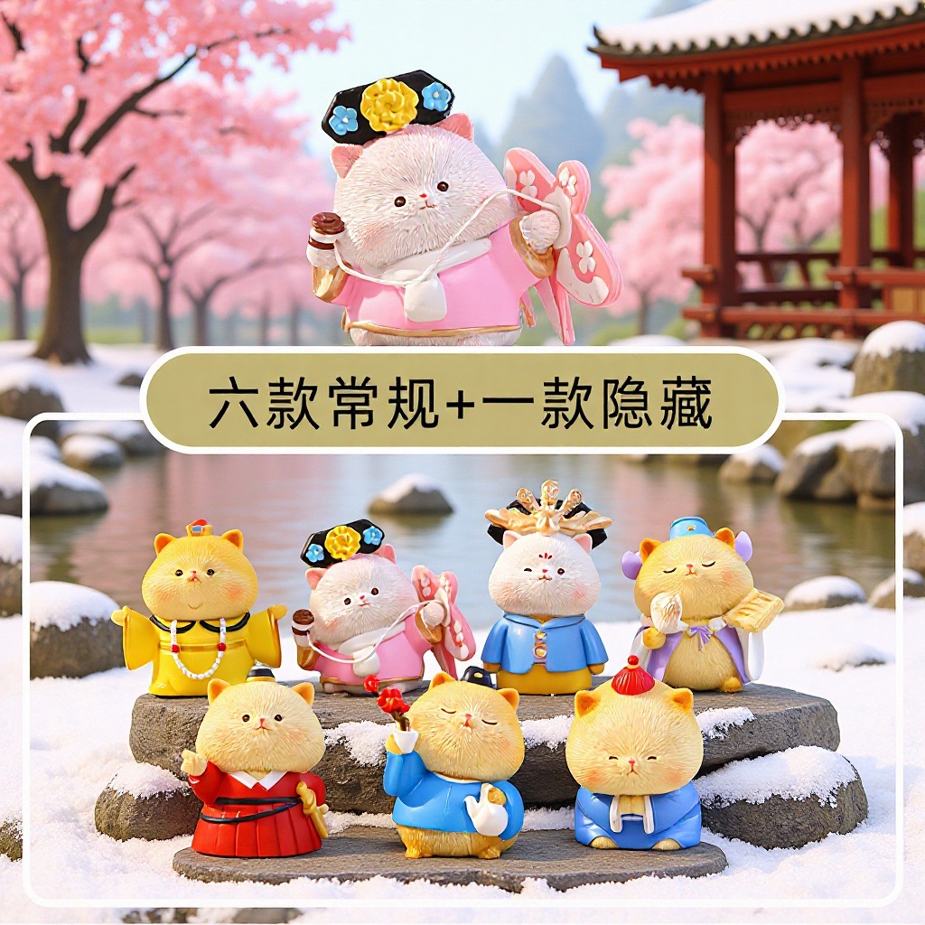 Meow Meow Long Live Blind Box, cartoon cute figurines, resin ornaments, creative dolls, trendy tabletop ornaments, blind box