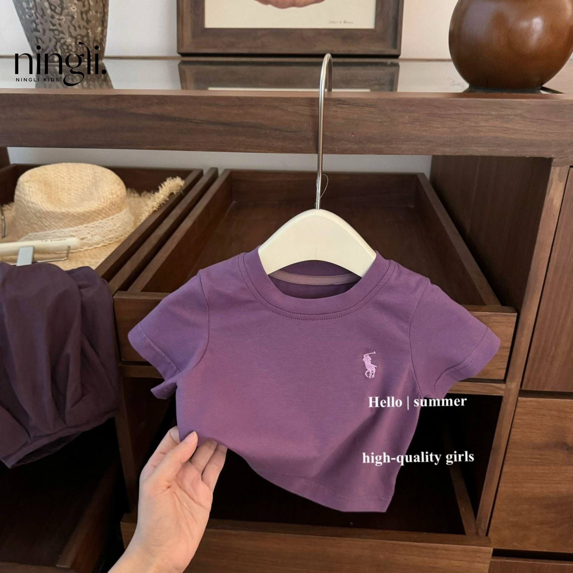 ¡En lima! Púrpura korea mujer bebé bebé bordado camiseta bloomer traje moda details Picture