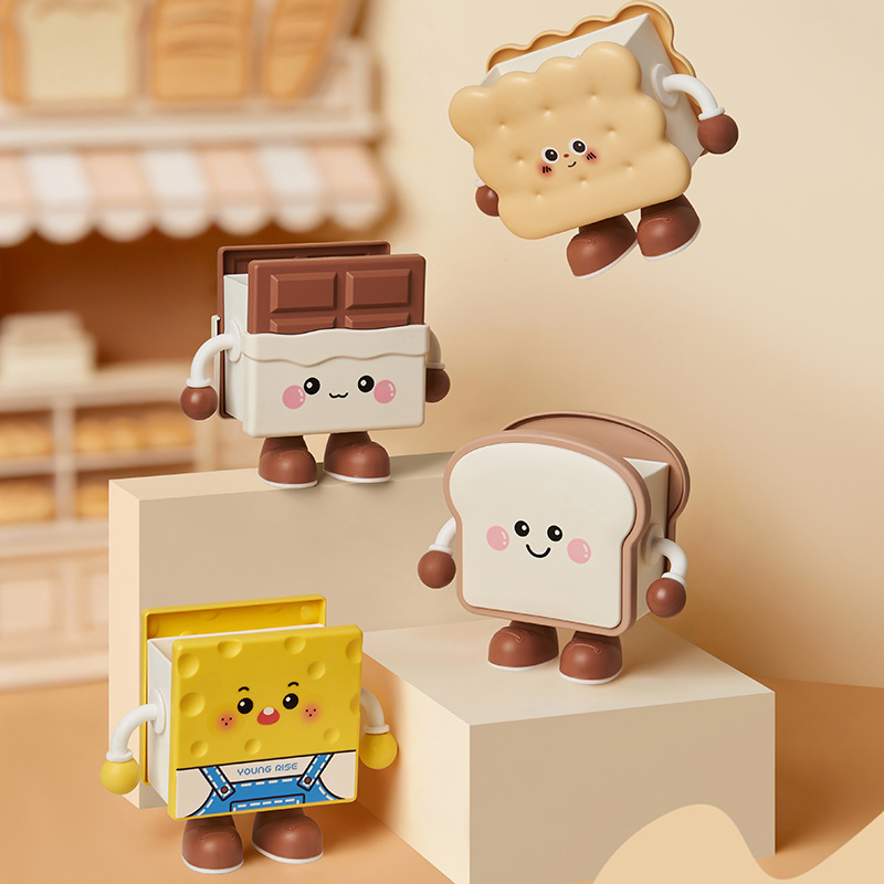 Cute cartoon cookie and toast storage bucket, desktop snack and sundries storage basket, student dormitory dust-proof pen holder full image