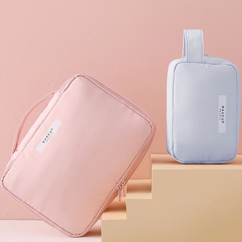 ins makeup bag, cosmetics storage bag, women's travel toiletries bag, hand-held fabric makeup bag, portable storage and storage Application Scenario