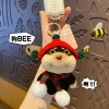 Authentic original DIY bee puppy plush toy keychain, cute and exquisite doll bag pendant for girls details Picture