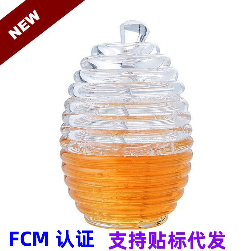 带搅拌棒蜂蜜罐 蜂蜜瓶果汁果酱罐跨境厂家 容量265ML 透明245g