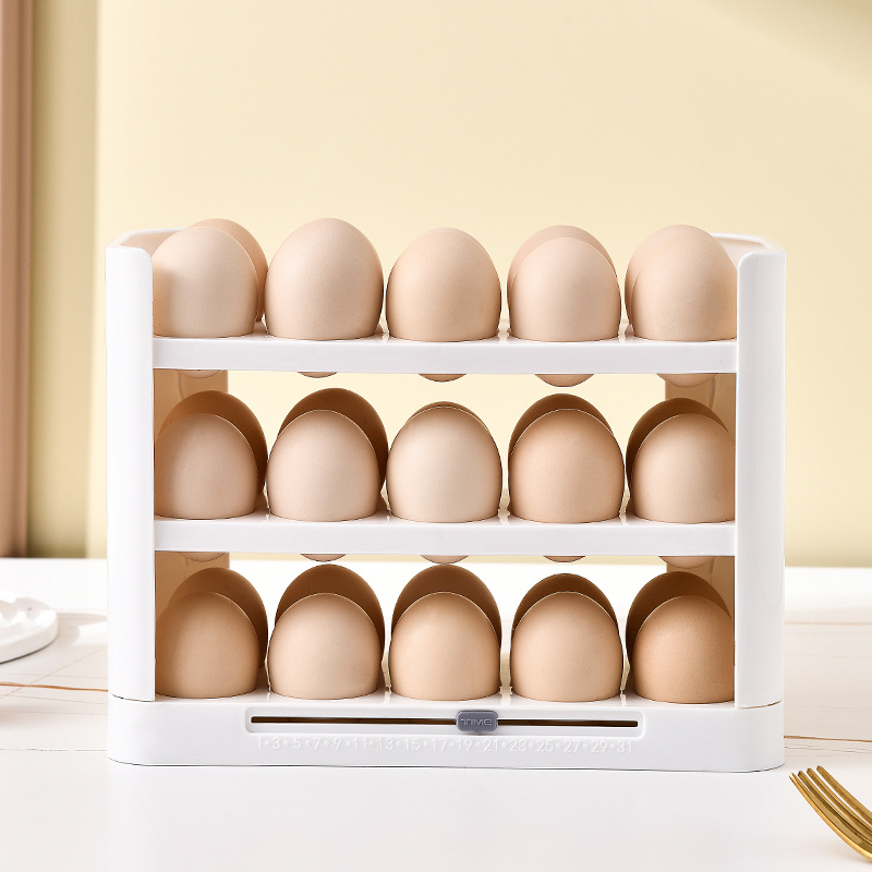 Egg storage box, narrow multi-layer flip egg box for the side door of the refrigerator, food-grade egg tray for preservation, kitchen god Specification image