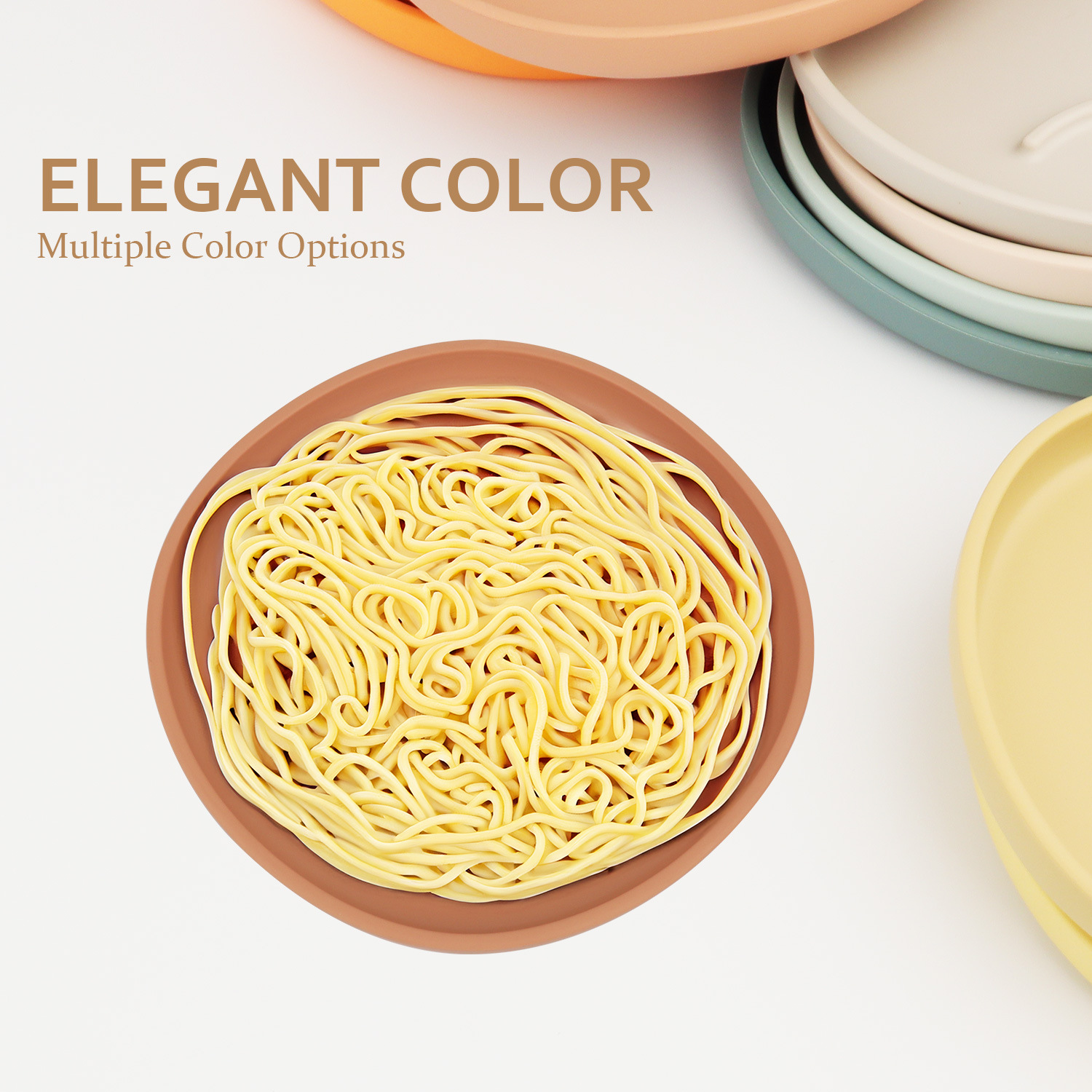 Silicone dinner plates for children, durable, large and easy-to-clean, Amazon cross-border e-commerce bestsellers, baby food tableware in stock details Picture