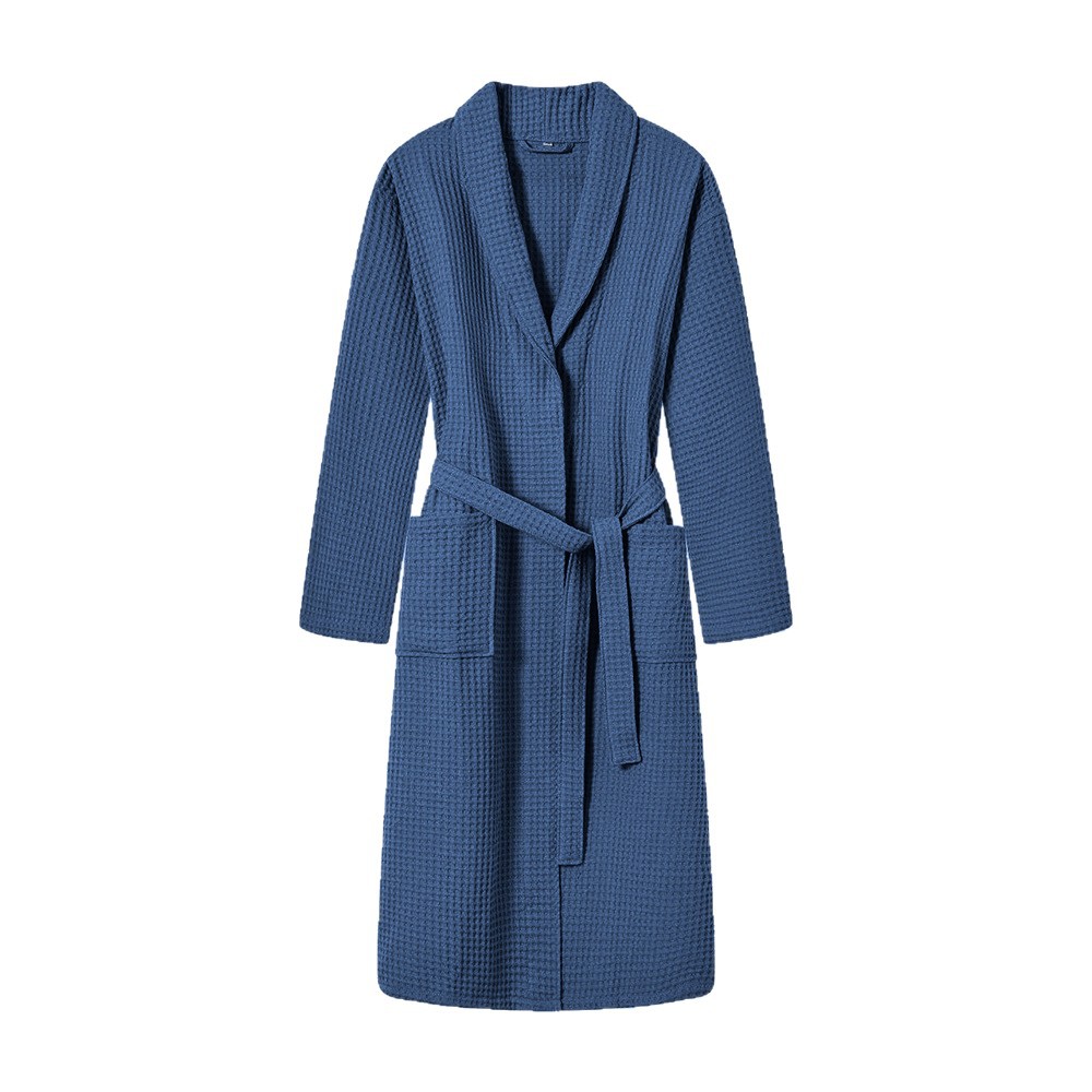 New cross-border pure cotton bathrobes for spring and autumn, Waffle long bathrobes, wholesale of all-cotton bathrobes for couples in homestays and hotels Item Picture