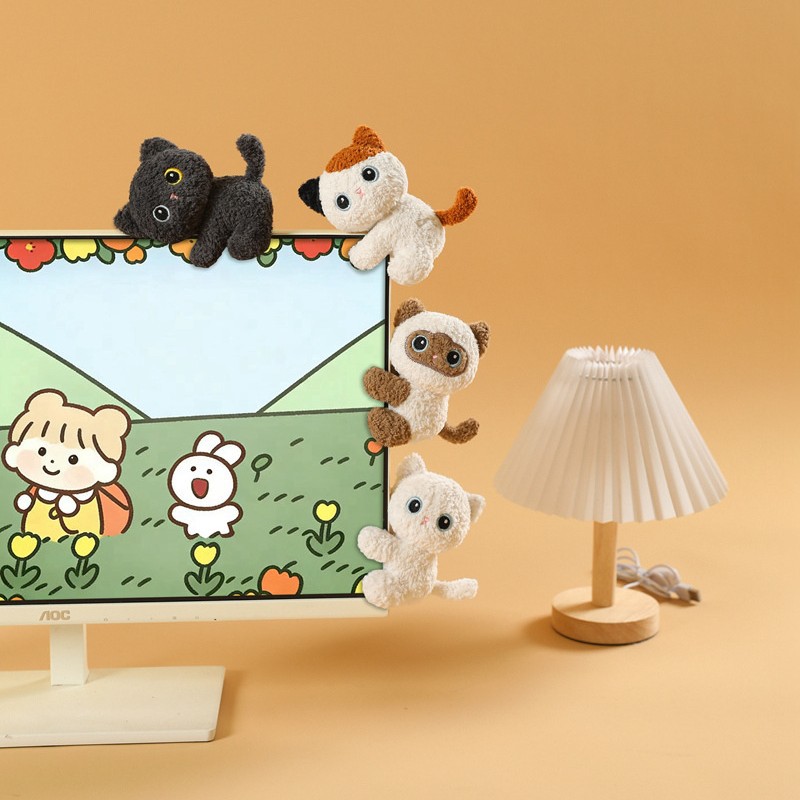 Cute doll computer clips, second-generation office desk companions, plush toys, desktop decorations, cats wholesale details Picture
