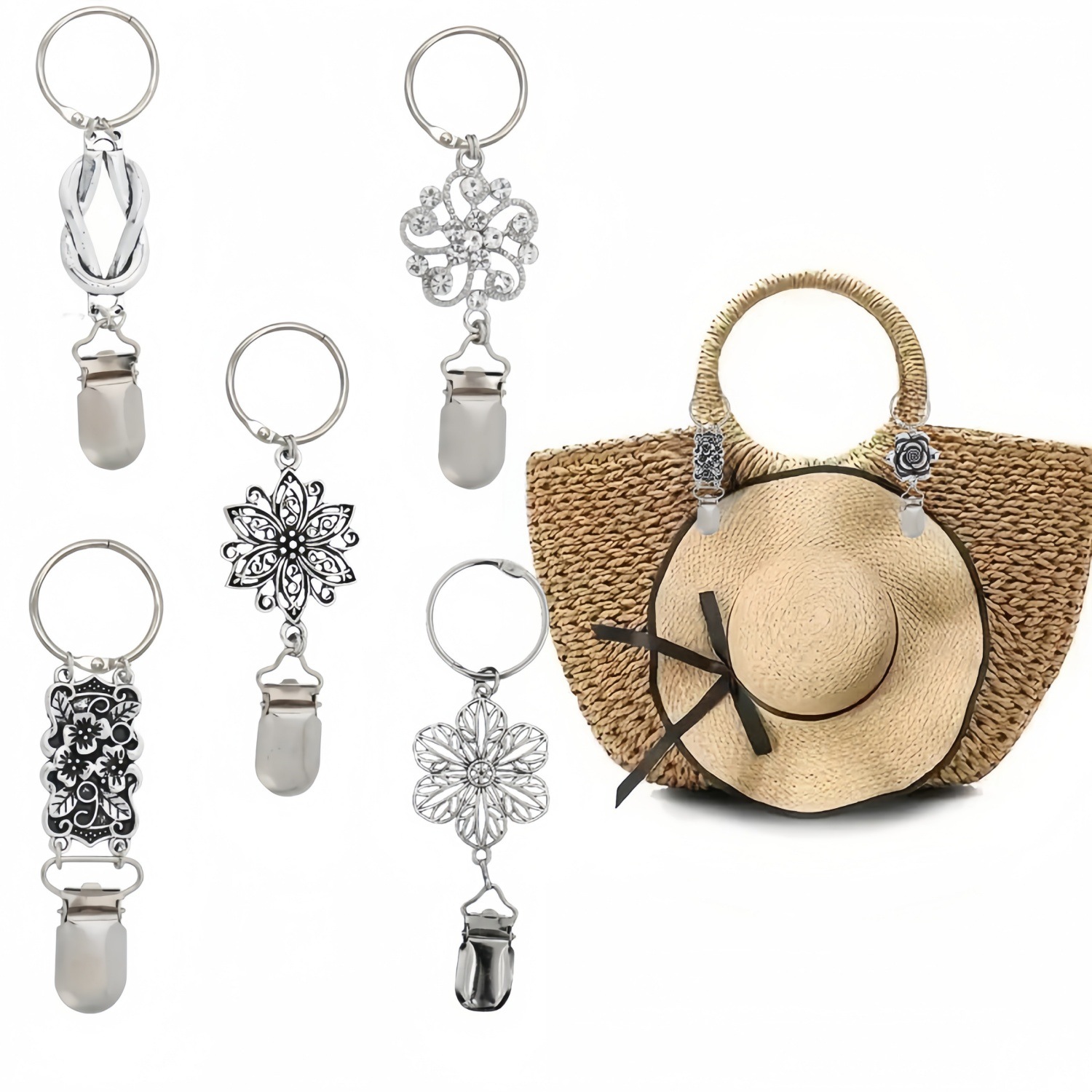 New travel hand-woven hat clip, outdoor backpack luggage storage clip, multi-purpose woven straw hat clip, hat accessory Application Scenario