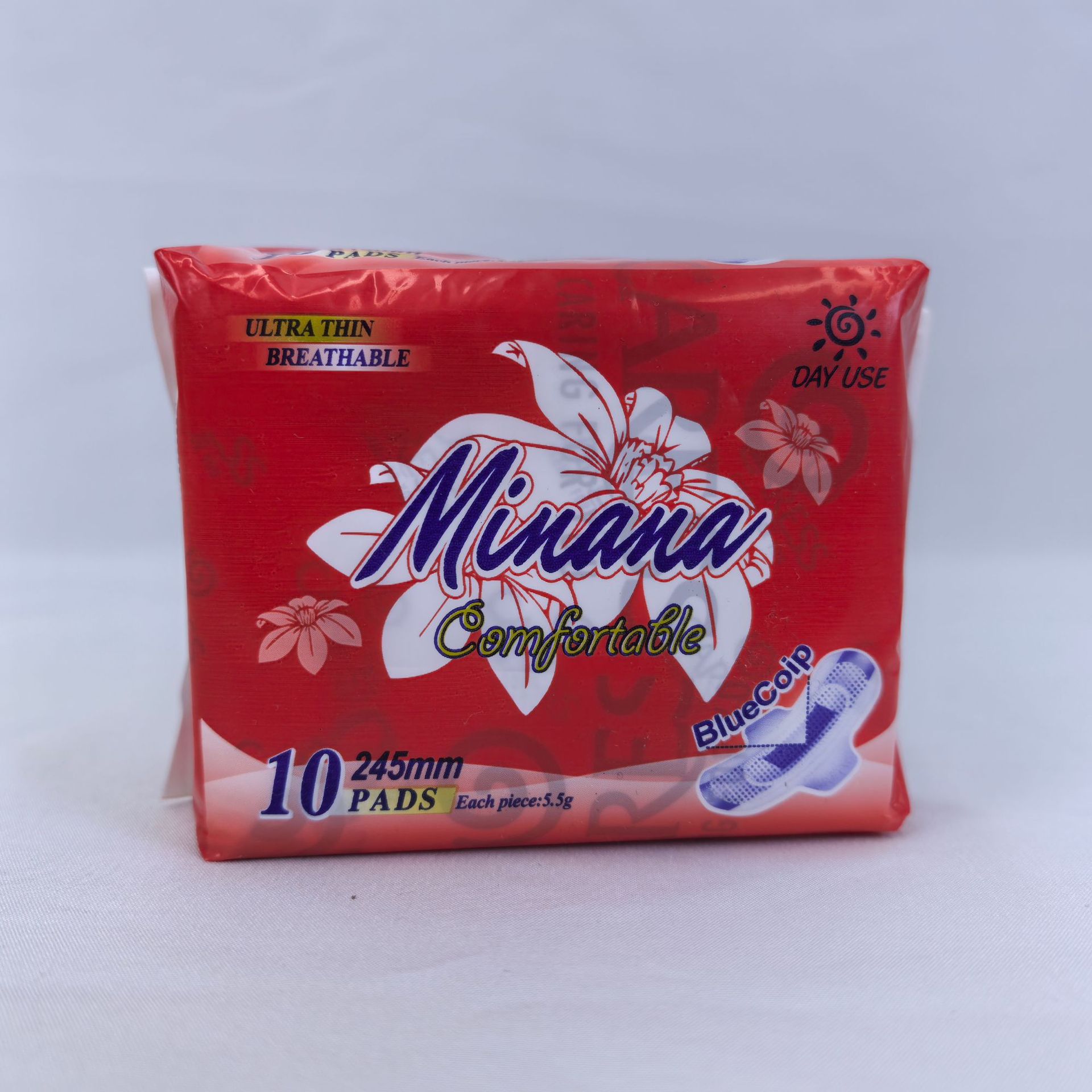 外贸卫生巾10片245mm卫生护垫日用夜用卫生巾姨妈巾整箱批白底实物图