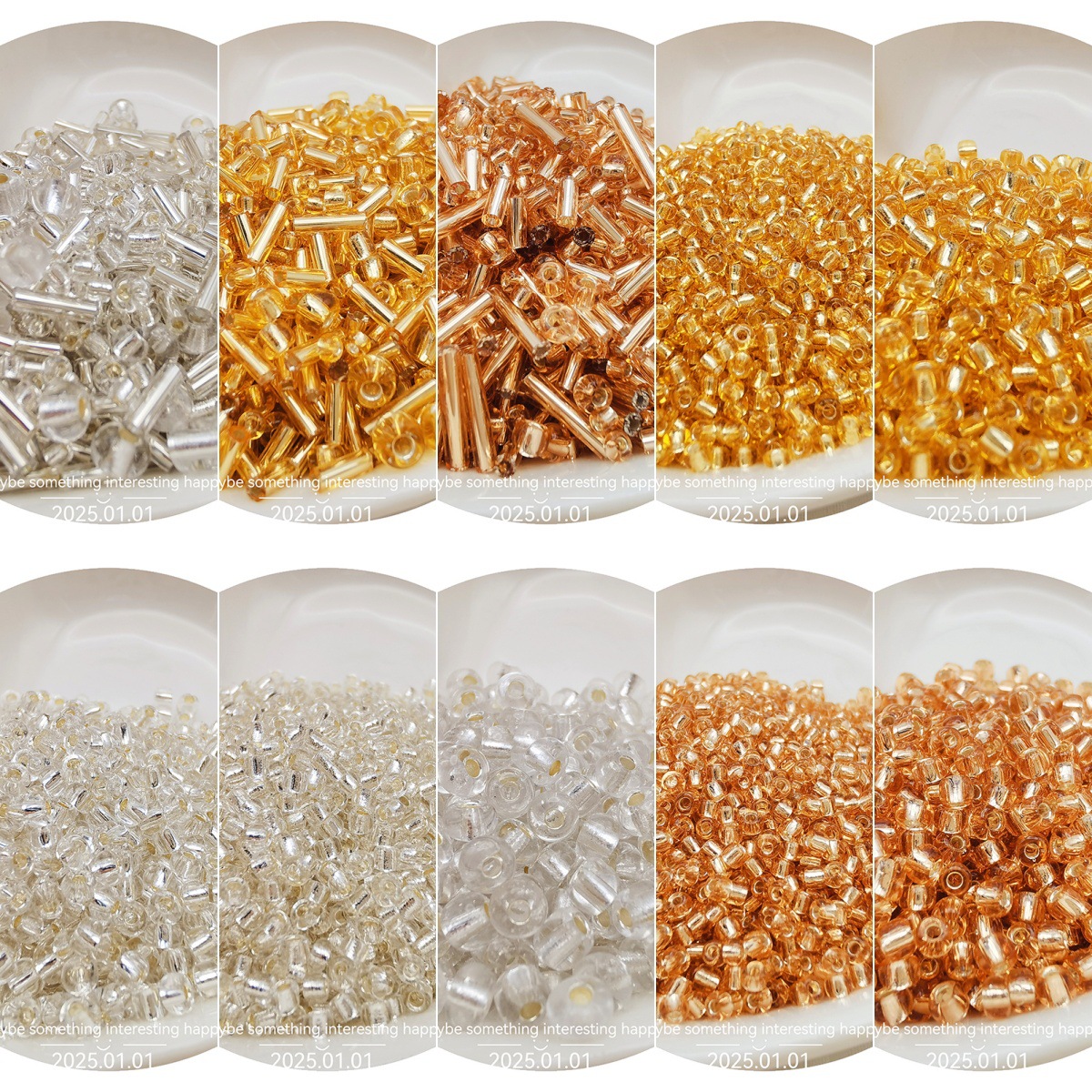 2/3/4mm金银灌银玻璃米珠管珠diy手工串珠材料散珠手链耳饰品配件