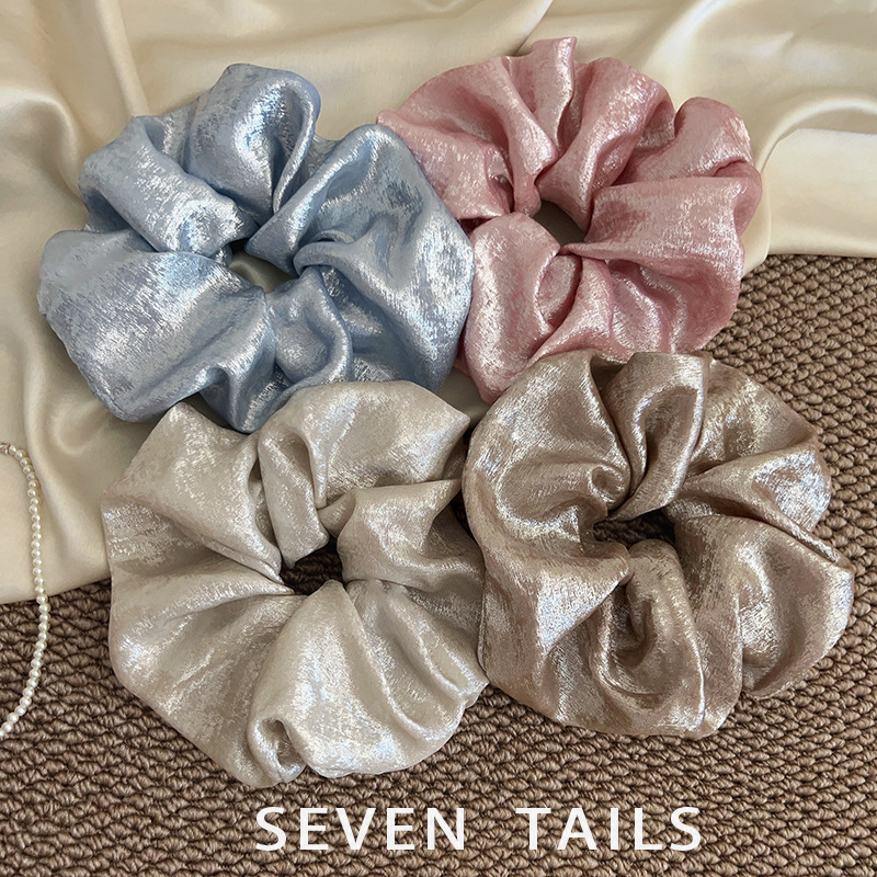 New style pig intestine hair band for women, retro French fat intestine hair band, bun head, ponytail hair tie, Korean style hair flower and hair accessory details Picture