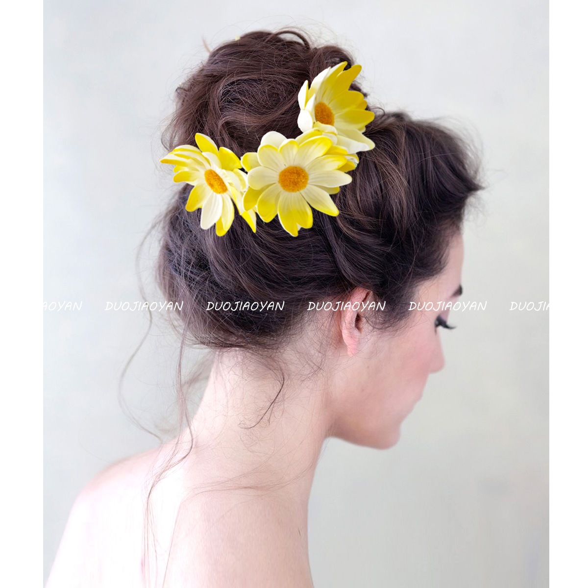 Wholesale of new European and American foam flower hair bands, high-elasticity hair bands with simulated flowers, pastoral hair bands, and colorful hair bands Specification drawing