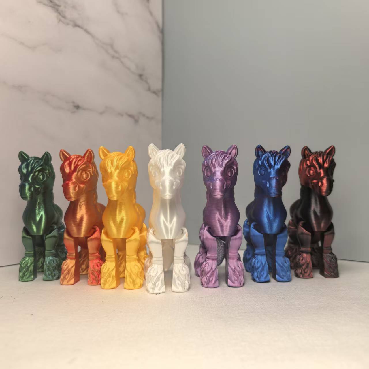 跨境3d打印小马生肖马年礼物仿真动物关节可动玩具摆摊夜市批发