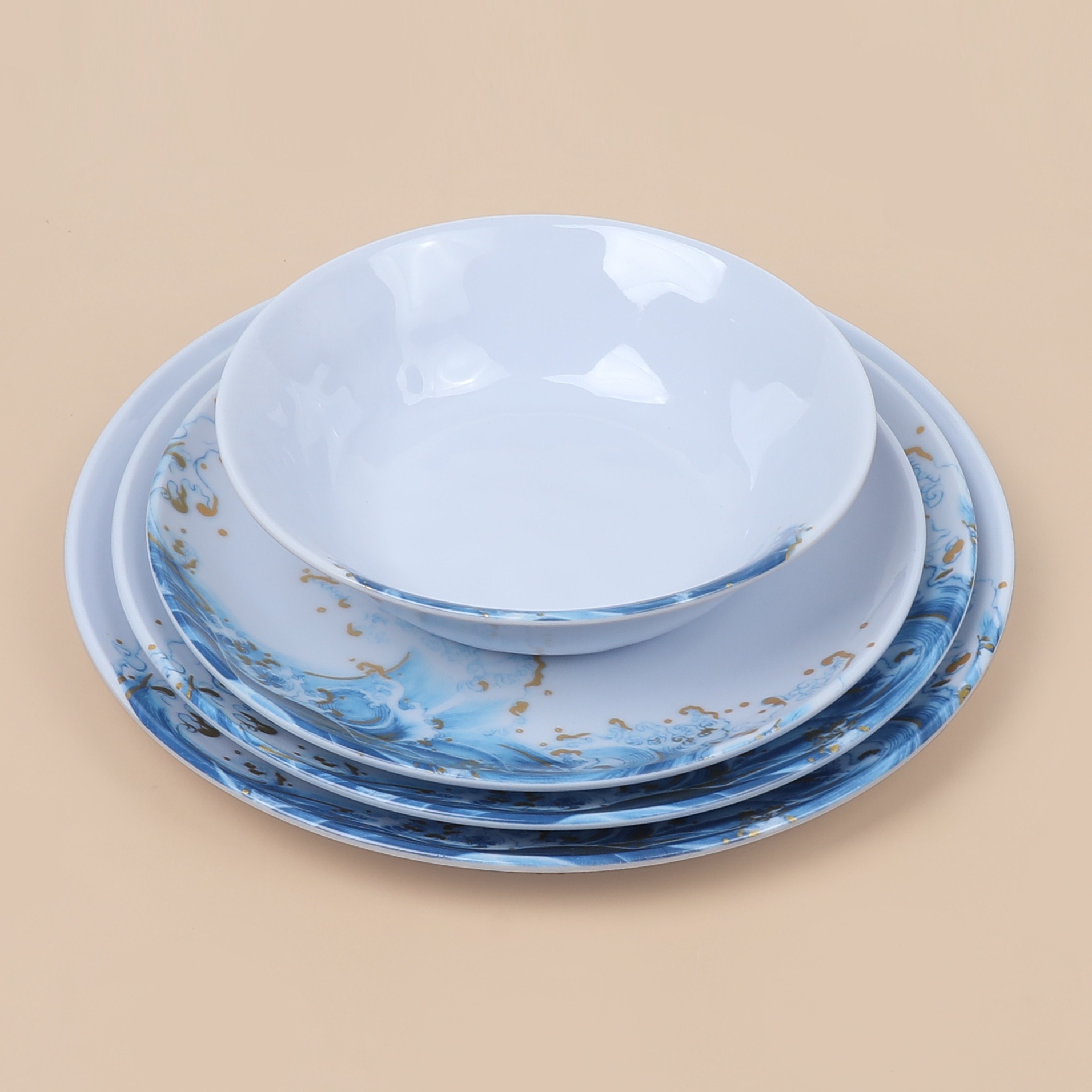 White melamine tableware for export, ramen bowls, bowls for noodle restaurants, plastic spicy hot pot and rice noodle soup bowls, commercial soup bowls for export details Picture