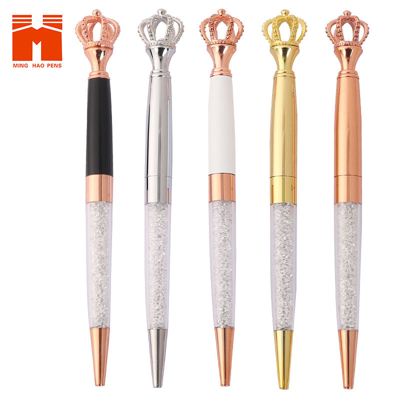 Crown Ballpoint pens, diamond pens, metal pens wholesale in stock, Minghao Factory 2023 model gift pens, business pens full figure