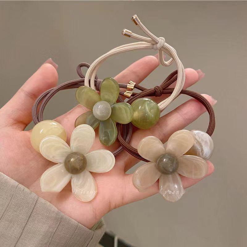 High-elasticity flower hair band, women's hair tie, hair accessory, sweet hair tie, ponytail bun hair tie, hair accessory details Picture