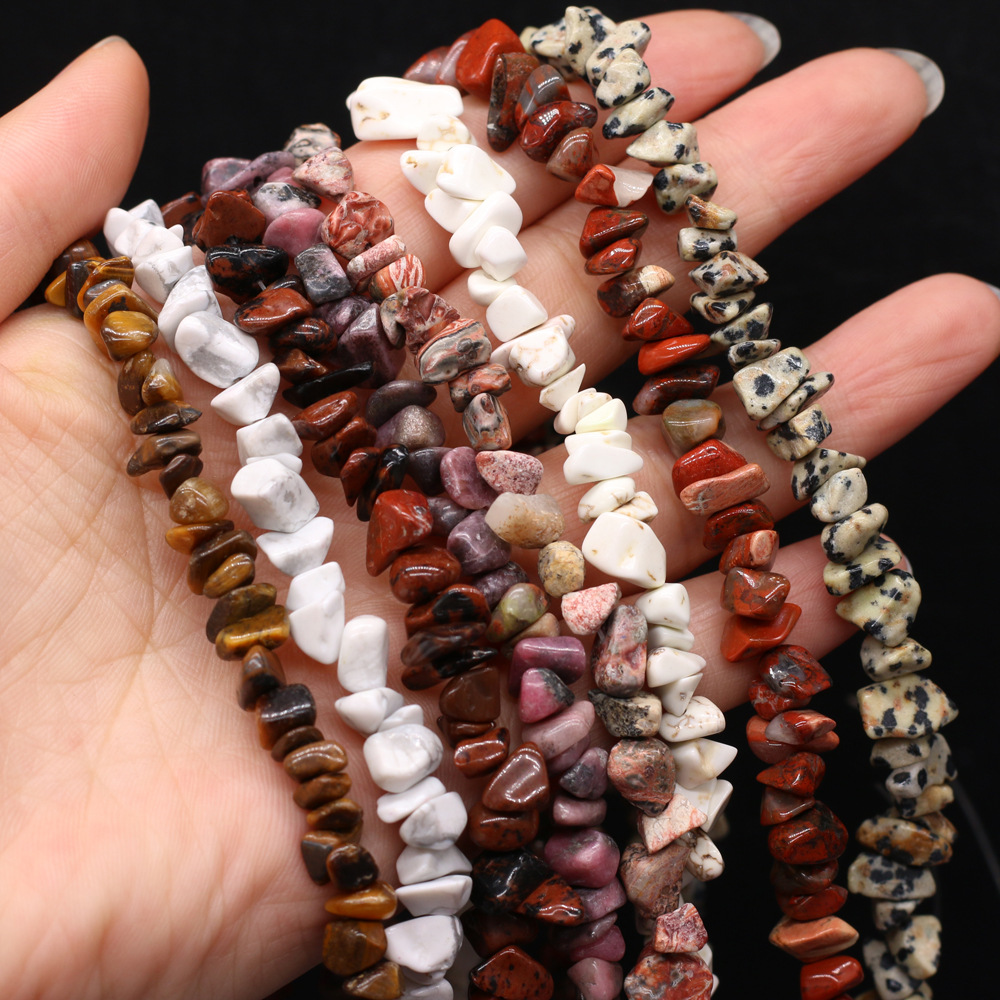Natural crushed stone spotted redwood grain raw stone beads with holes, semi-finished DIY jewelry, handcrafted accessories production and wholesale Specification image