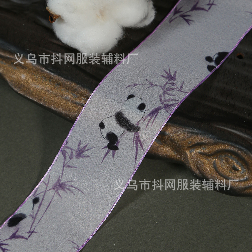 Estilo nacional tinta panda chiffon cinta estampada ramo de flores diy caja de regalo chino cintas decorativas streamers cintas hechas a mano Application Scenario