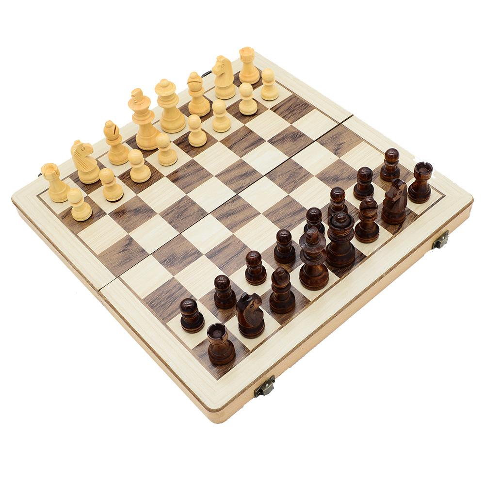 Two-in-one international chess checkers wooden board game toys with double back, non-magnetic for export Application Scenario
