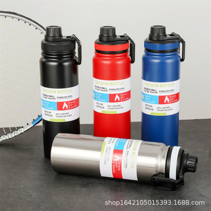 Cross-border 304 stainless steel insulated cup, outdoor portable mountain climbing sports water bottle, direct drinking, simple hand-held space pot