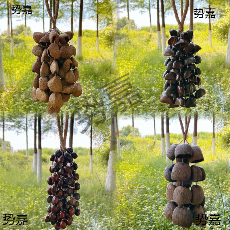 Fruit shell bell pendant, special string, fruit shell hand-cranked instrument yoga accompaniment stress-relieving sound therapy bag, wind chime pendant Specification image
