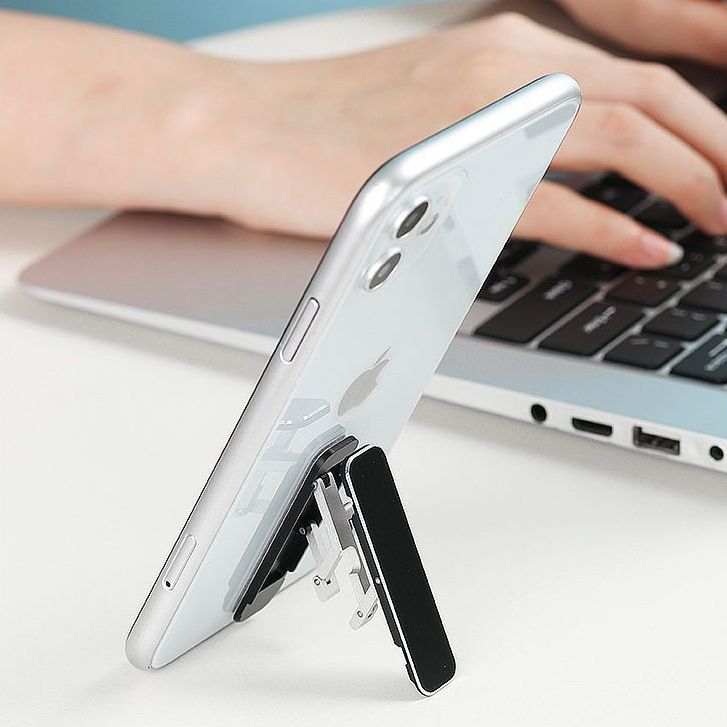Mini back sticker stand, desktop folding, thin and light back sticker phone stand, portable and sticky for lazy people to watch TV series Specification image