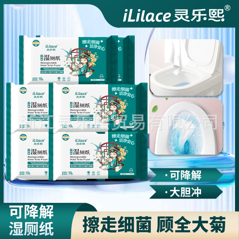 湿厕纸便携小包10片擦屁股专用可冲可降解卫生湿巾纸厕所用纸巾