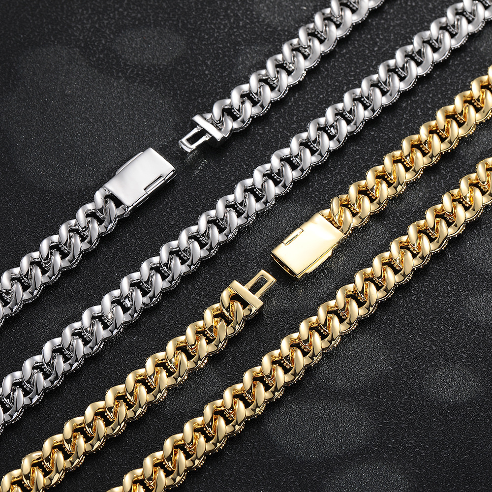 10mm双排锆石泡泡古巴链男士项链个性嘻哈潮酷小众设计感项链饰品产品图