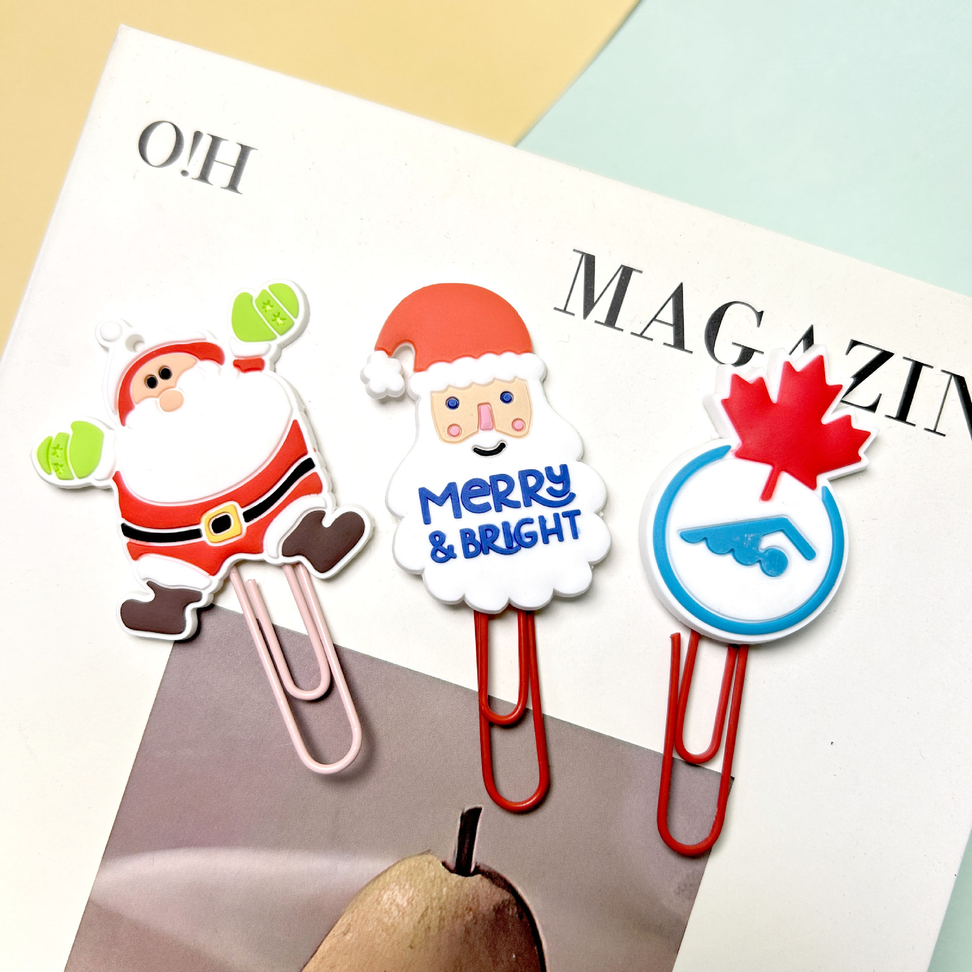 可爱卡通款圣诞回形针分页书签金属曲别针学生文具彩色回形针