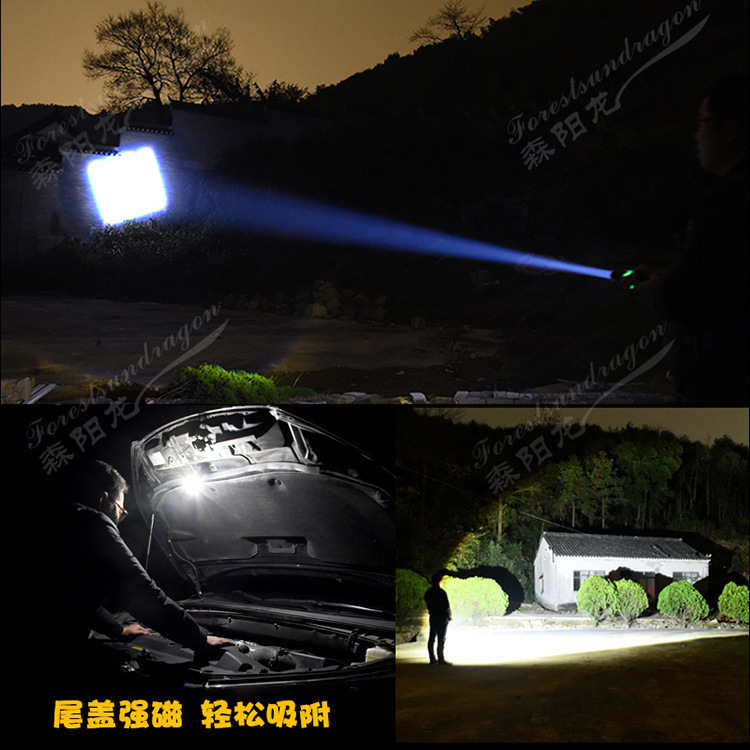 New multi-functional USB rechargeable outdoor high-power T6/L2 aluminum alloy COB strong light led flashlight details Picture