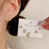 s925 Silver Needle Japanese and Korean exquisite and fashionable, Full diamond leaf three-piece set ear studs, niche style, design sense, versatile earrings, accessories, ear studs, earrings, pearl ear studs, ear plugs Application Scenario