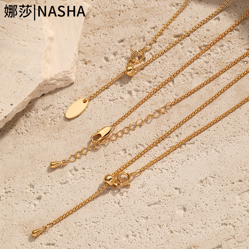 Nasha European and American cross-border copper-plated 18K real gold Baroque pearl necklace, a light luxury and niche long necklace for women Specification image