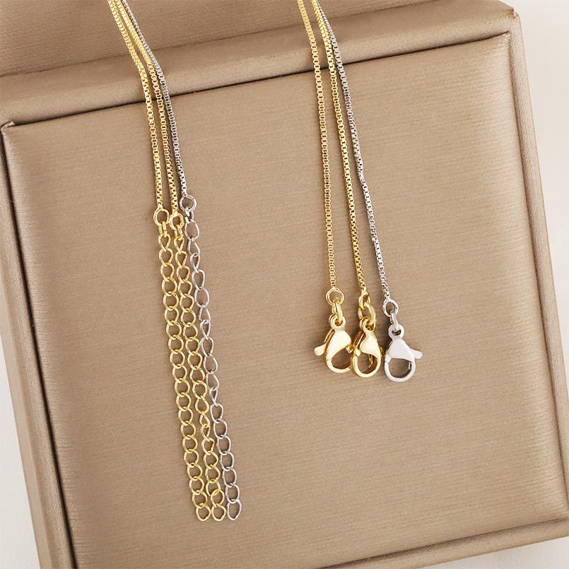 Strong color retention box necklace, copper plated with 18K real gold, copper fine chain pendant, extended DIY semi-finished necklace accessory Specification image