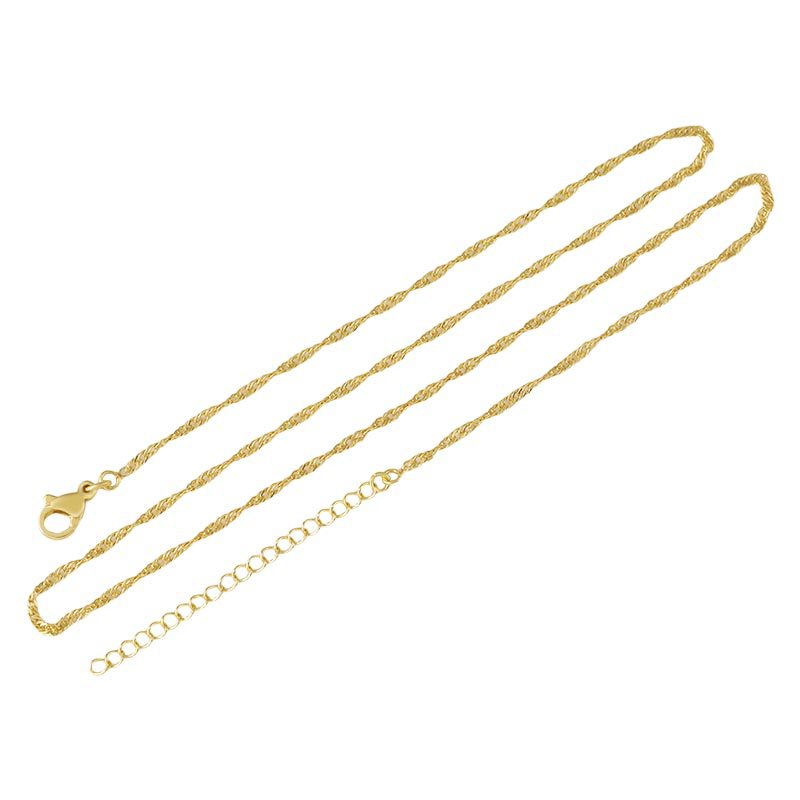 Honglu copper-plated 18K gold non-fading and color-preserving single water ripple chain high-end collarbone chain necklace wholesale Item Picture
