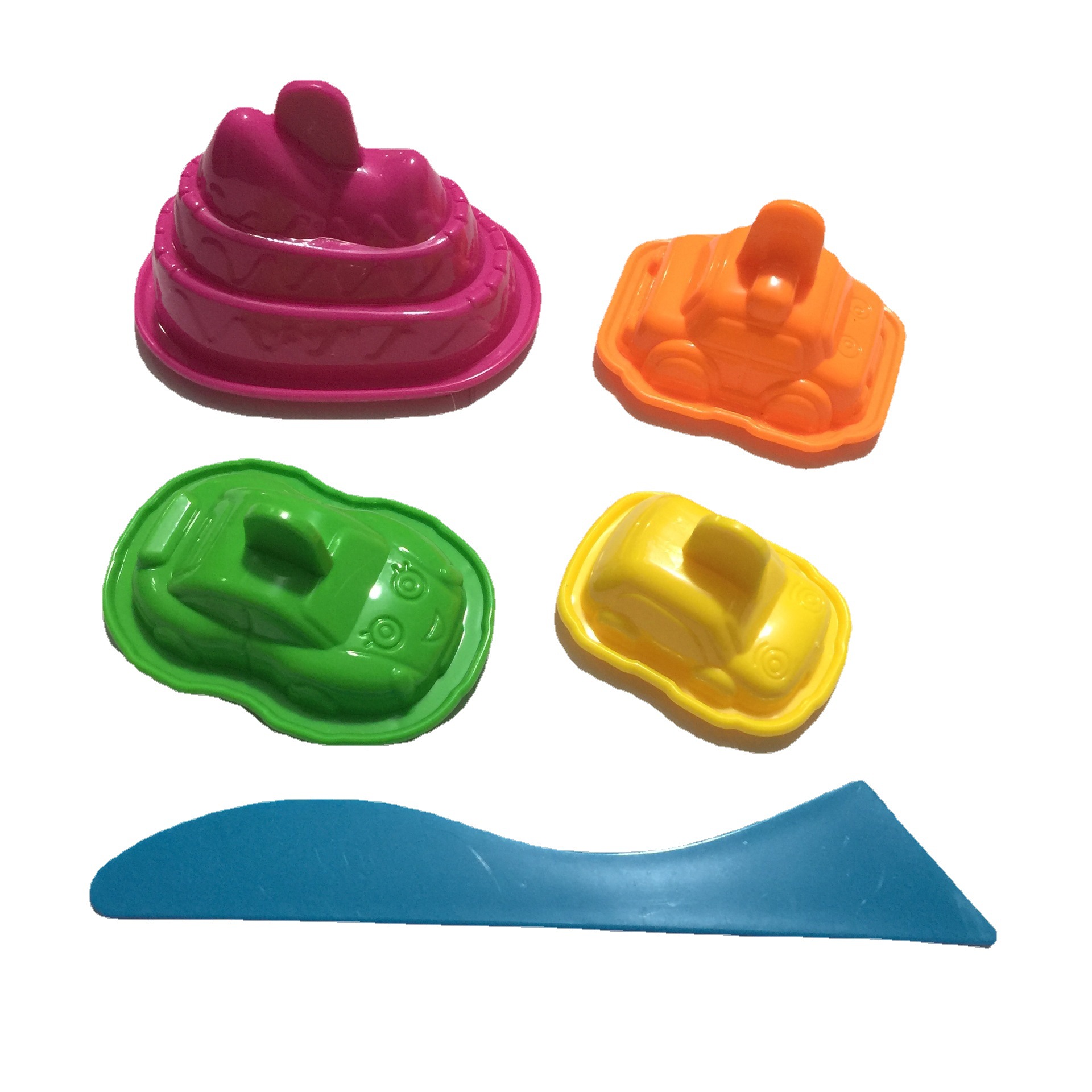 戏水玩沙工具沙滩玩具太空玩沙粘土新款儿童沙模具汽车5件套益智