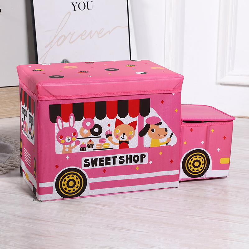 Children's folding car storage stool, cartoon fabric storage box, multi-functional toy organizing box, stool manufacturer wholesale Application Scenario