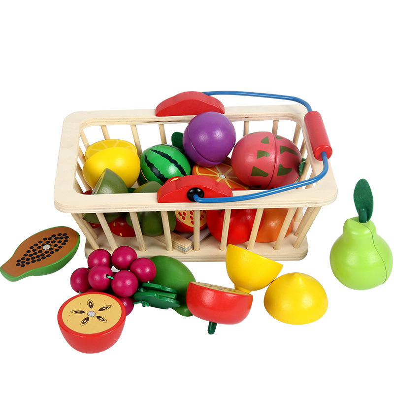Children's wooden magnetic fruit cutting toys, fruit and vegetable cutting, watching babies cut, playing house, kitchen toys Item Picture