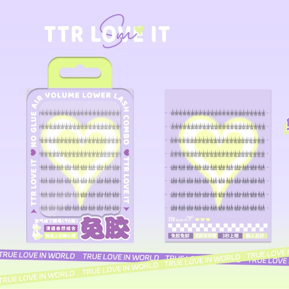TTR Three-second Heartbeat Rabbit glue false eyelashes, Lady's simulated curly eyelashes, Lazy fish tail, Pure Desire Cat comic eye eyelashes details Picture