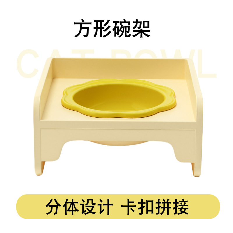 猫碗双碗陶瓷方块碗猫用喝水碗不易打翻猫咪餐桌幼猫粮碗宠物食盆