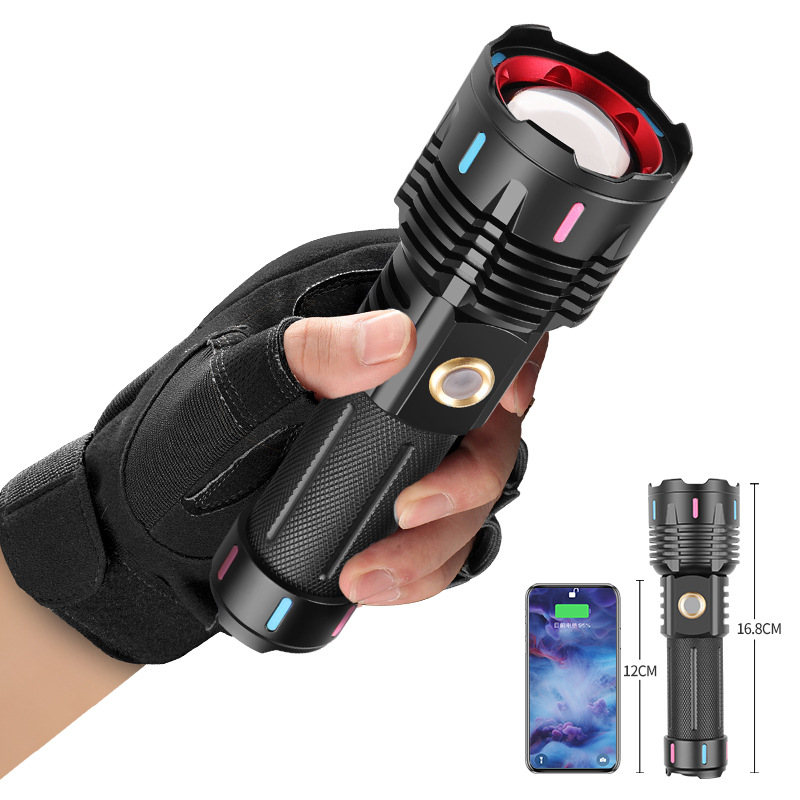 Amazon 30W LED white laser with color night glow fluorescence cool focused long-range outdoor strong light flashlight Item Picture