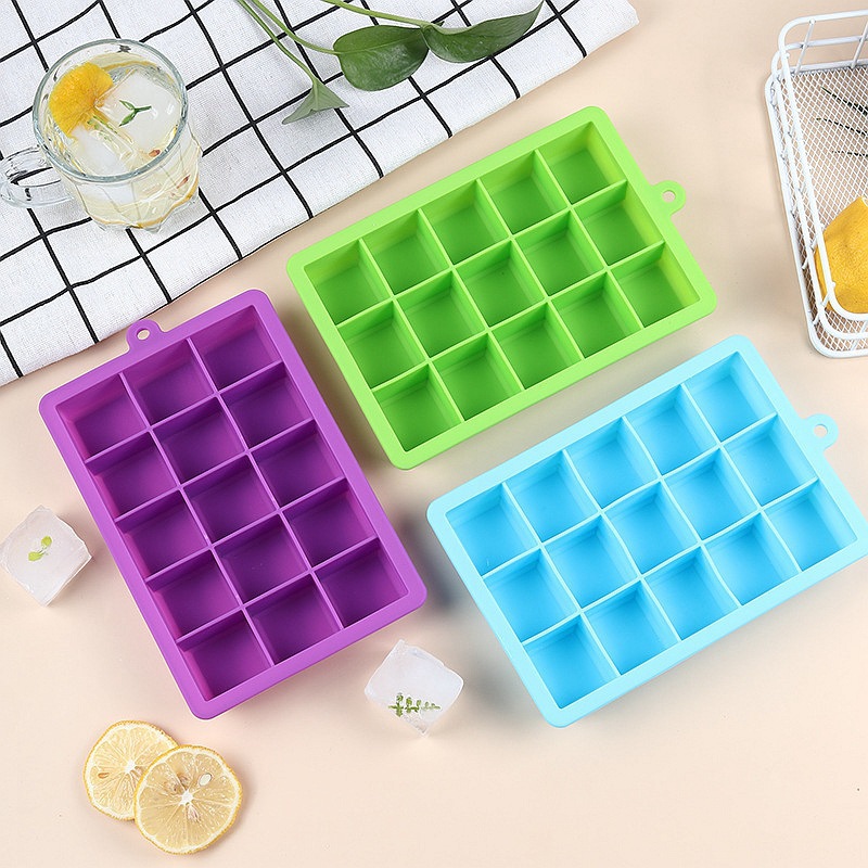 Wholesale 15-compartment covered ice-making boxes, household food-grade ice-making compartments, 24-compartment square ice-making compartments, silicone ice cube molds