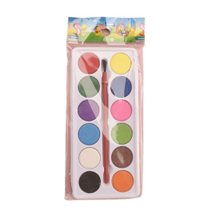 Cross-border best-selling 12-color solid powder compact, bubble shell watercolor paint, student sketching and painting paint, washable paint Item Picture