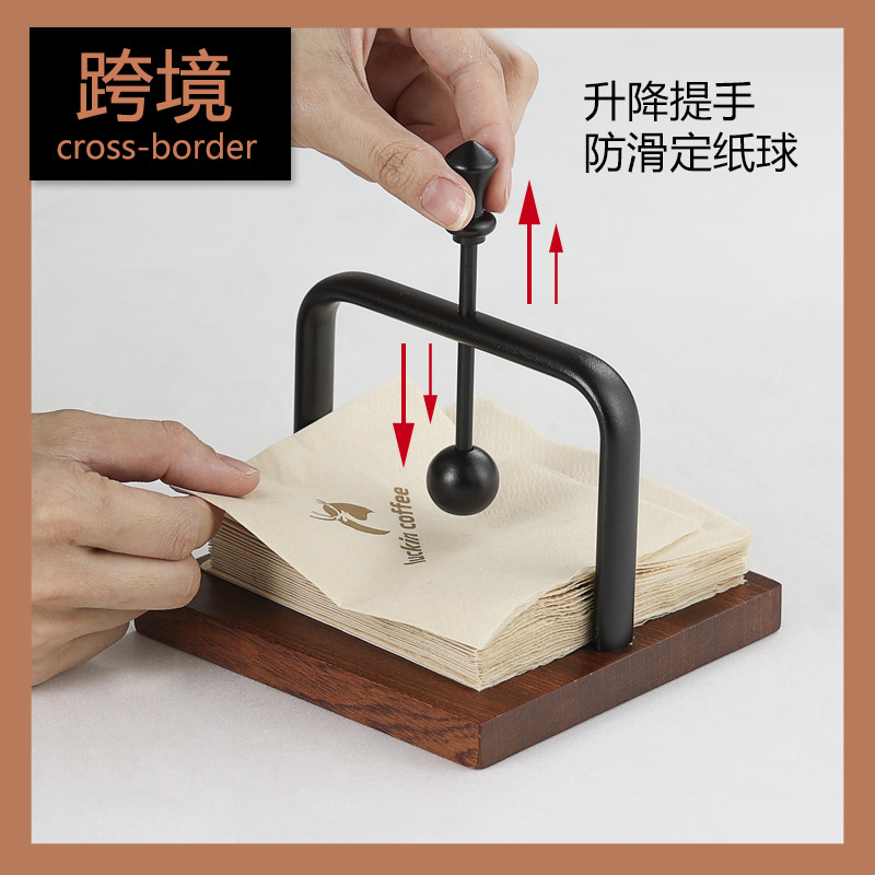 Shabili Cafe napkin stand, Western restaurant tissue stand, solid wood hotel tissue stand, desktop tissue seat details Picture