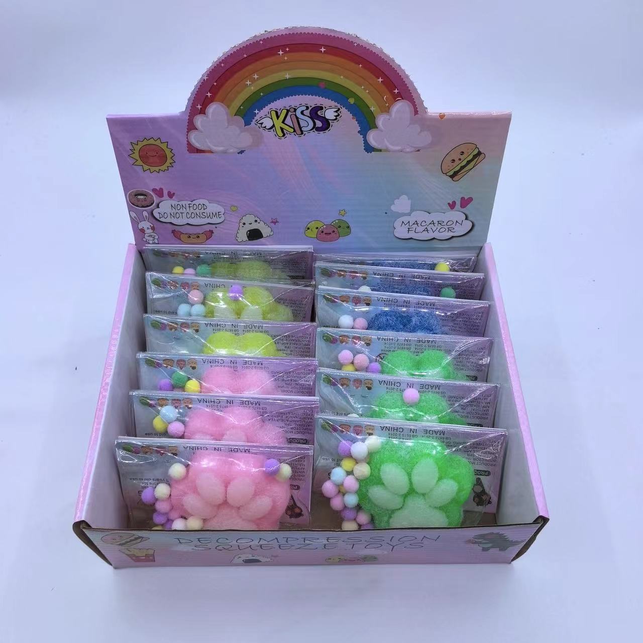 Wholesale of four-color plush card cat claws (solid color base + white claws) stress-relieving pinching toys from the manufacturer