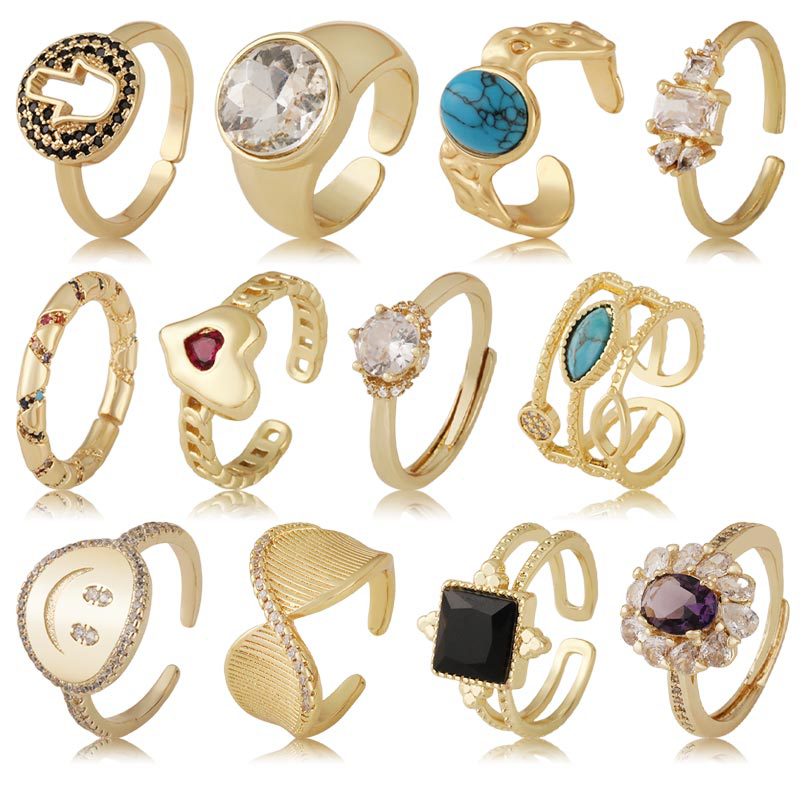 Cross-border best-selling square zircon ring for women, shining, simple and fashionable ear ring accessory, 18K, no color fading