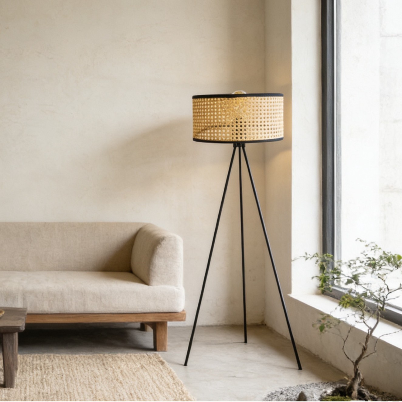 Japanese-style vintage rattan art, Nordic bedroom, dining room, living room, hand-woven, popular homestay, hotel front desk, decorative lighting fixtures full figure