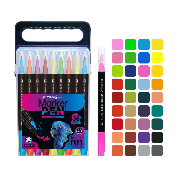 Yalong Cross-border 36-color Marcadores washable new marker pen, smooth quality, brush marker pen color paint