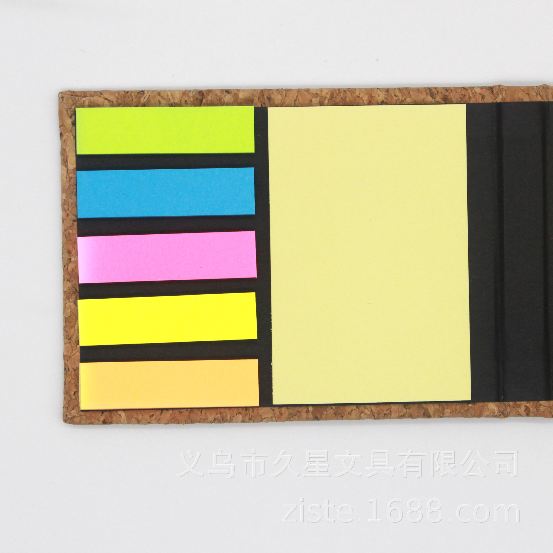 Creative cork cover sticky notes with a fixed logo and practical color stripe sticky notes are promotional gifts for our company's corporate advertising Application Scenario