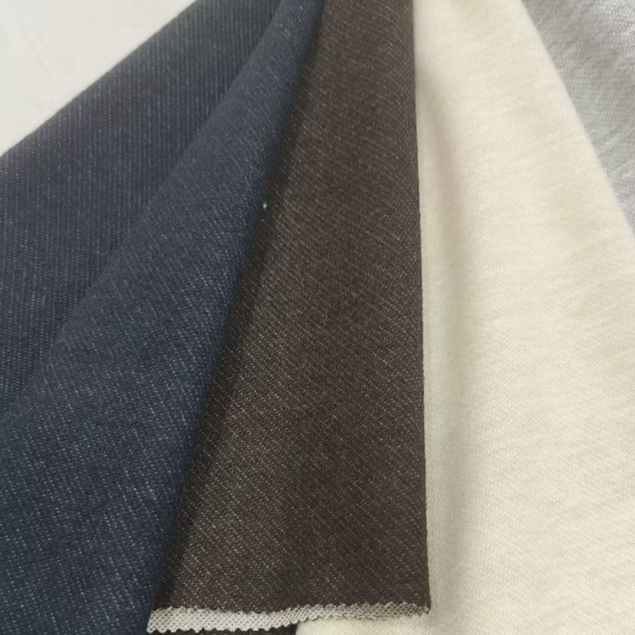 针织仿牛仔拉毛仿牛仔斜纹仿牛仔针织提花面料