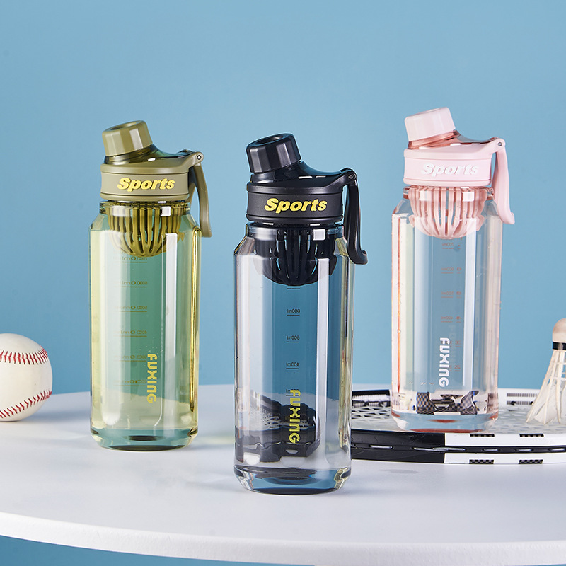 极简运动水杯男女学生户外便携水壶健身高颜值随手杯带茶隔塑料杯产品图